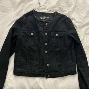 GAP Black Denim Collarless Jacket